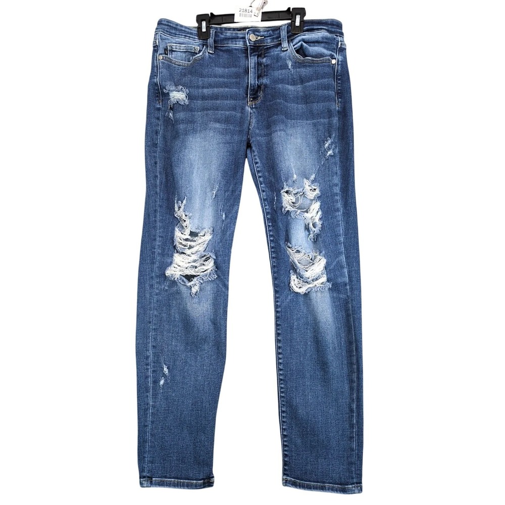Judy‎ Blue Boyfriend Fit Distressed Jeans Womens 13/31 33x29 Stretch Denim Y2K